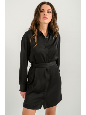μίνι σεμιζιέ φόρεμα με σατινέ υφή (black) σε προσφορά