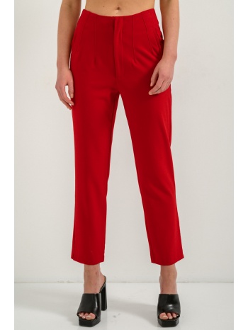 straight leg παντελόνι με πιέτες (red)