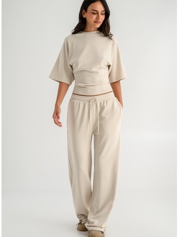 wide leg φούτερ παντελόνι φόρμας (sand)