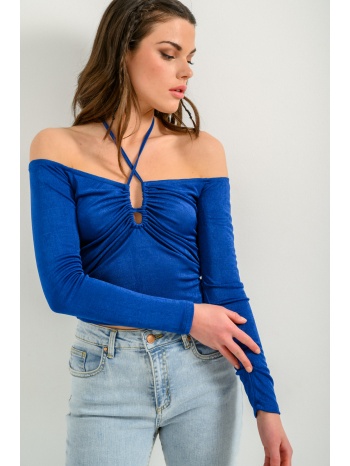τοπ με έξω τους ώμους και λεπτομέρεια στο ντεκολτέ (blue) σε προσφορά