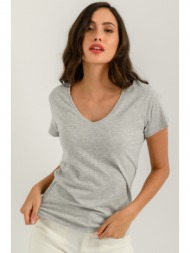 basic t-shirt με v ντεκολτέ (gray marl)