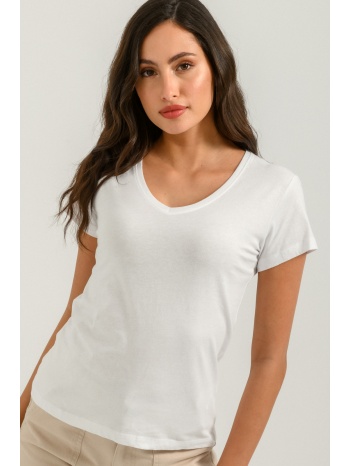 basic t-shirt με v ντεκολτέ (white)
