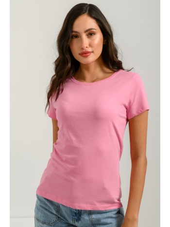 basic t-shirt με στρογγυλή λαιμόκοψη (bubble gum)