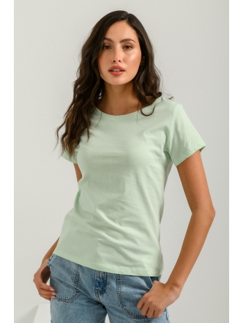 basic t-shirt με στρογγυλή λαιμόκοψη (mint)