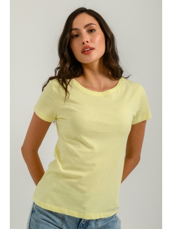 basic t-shirt με στρογγυλή λαιμόκοψη (l.yellow)