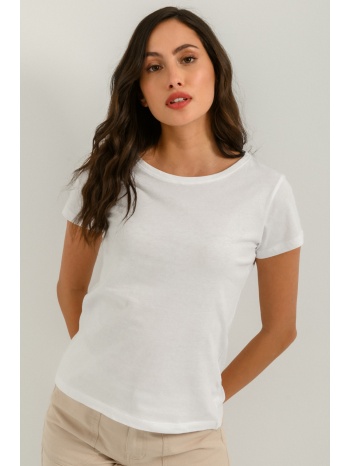 basic t-shirt με στρογγυλή λαιμόκοψη (white)