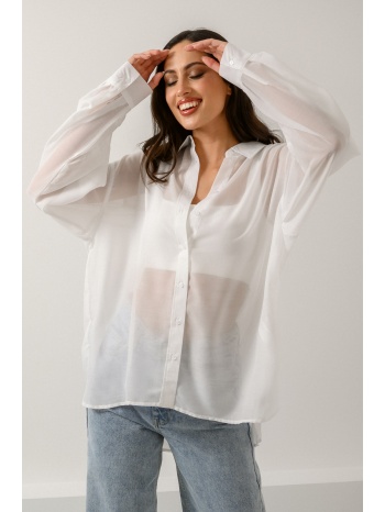 πουκάμισο με ημιδιαφάνεια (white)