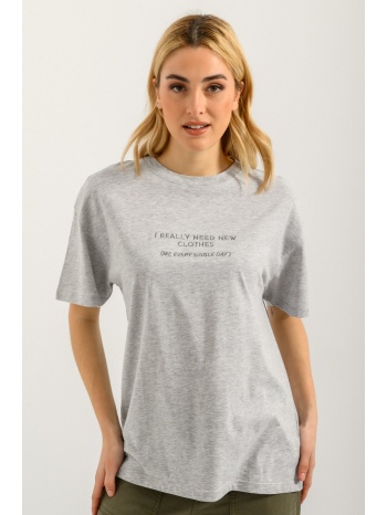 t-shirt με κεντημένο σχέδιο (gray marl)