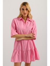 μίνι σεμιζιέ φόρεμα με βολάν (pink)