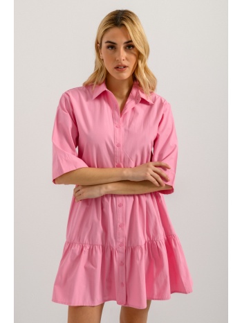 μίνι σεμιζιέ φόρεμα με βολάν (pink) σε προσφορά