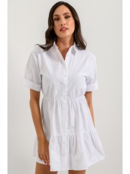 μίνι σεμιζιέ φόρεμα με βολάν (white)