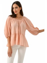 πουά μπλούζα με βολάν (dusty pink)