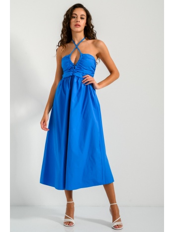 midi φόρεμα από ποπλίνα (blue)
