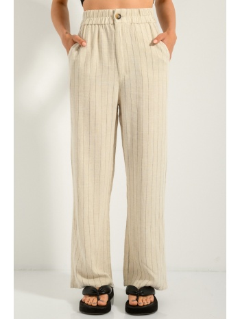 λινό straight leg παντελόνι με ρίγες (beige.blk) σε προσφορά