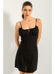 μίνι λινό φόρεμα με άνοιγμα στην πλάτη (black)