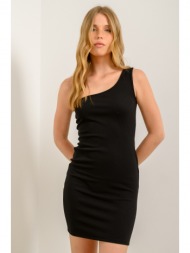μίνι ριπ φόρεμα με έναν ώμο (black)