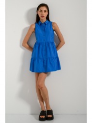 μίνι σεμιζιέ φόρεμα με βολάν (blue)