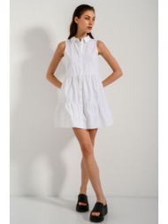 μίνι σεμιζιέ φόρεμα με βολάν (white)