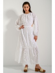 maxi φόρεμα με διάτρητα σχέδια (white)