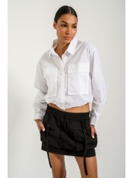 μίνι νάιλον cargo φούστα (black)