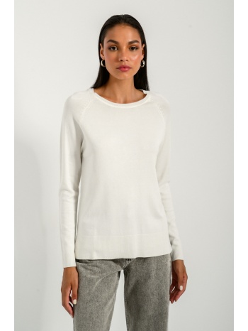 basic πλεκτό με στρογγυλή λαιμόκοψη (off white)