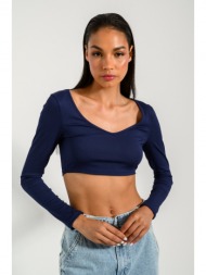 ριπ κροπ τοπ με v ντεκολτέ (marine)