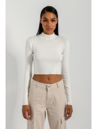 ριπ κροπ πλεκτό με ψηλό γιακά (off white)