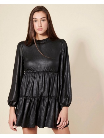 μίνι leather look φόρεμα (black)