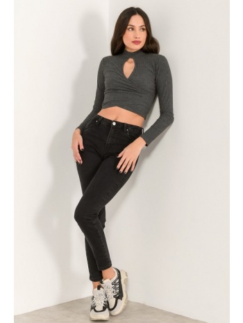 cropped top με cutout ντεκολτέ (anthrac mel)