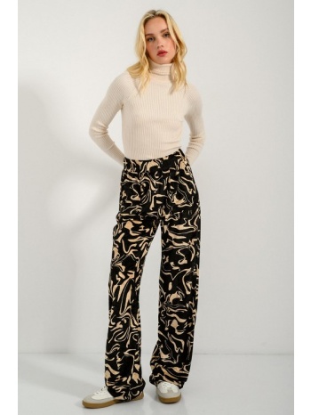 wide leg παντελόνα με print και βελουτέ υφή (multi) σε προσφορά