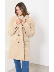 oversized παλτό με faux γούνα προβάτου (l.beige)