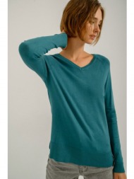 basic πλεκτό με v ντεκολτέ (dark.aqua)