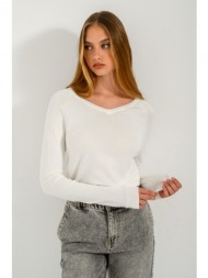 basic πλεκτό με v ντεκολτέ (off white)