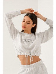 κροπ φούτερ με τύπωμα (gray marl)