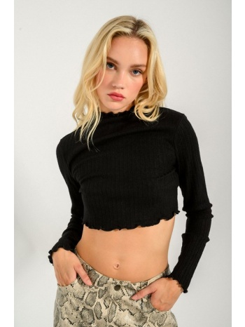 ριπ κροπ τοπ με βολάν (black) σε προσφορά