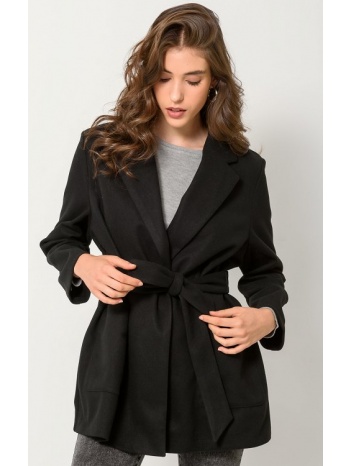 παλτό lapel με ασορτί ζώνη (black)
