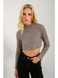 ριπ κροπ τοπ με βολάν (taupe)