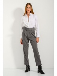 straight leg παντελόνι με ασορτί ζώνη (grey)
