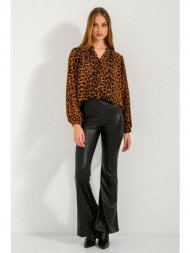 πουκάμισο με ημιδιαφάνεια και leopard print (multi)