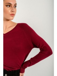 basic πλεκτό με v ντεκολτέ (wine)