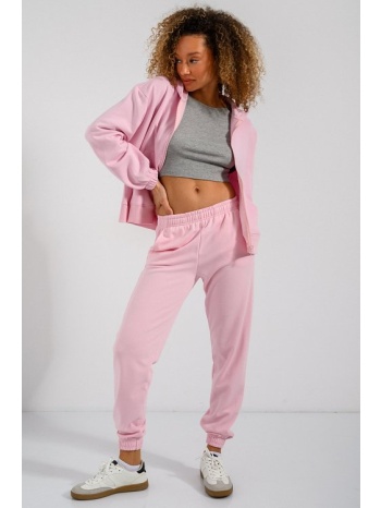 jogger φούτερ παντελόνι φόρμας με λάστιχο (light pink)
