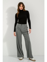 wide leg παντελόνα με πιέτες (khaki)