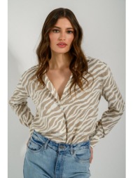 πουκάμισο με zebra print και απαλή υφή (multi)