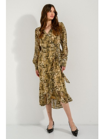 midi φόρεμα με snake print και βολάν (multi) σε προσφορά