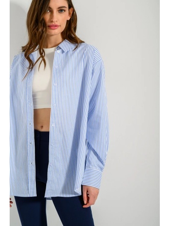 oversized ριγέ πουκάμισο από ποπλίνα (blue/offwht)
