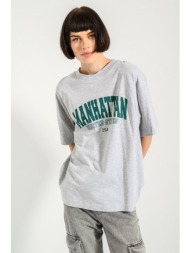 oversized t-shirt με τύπωμα (gray marl)