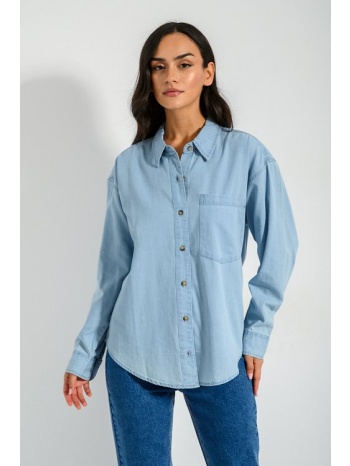 ντένιμ πουκάμισο με τσέπη (light blue)