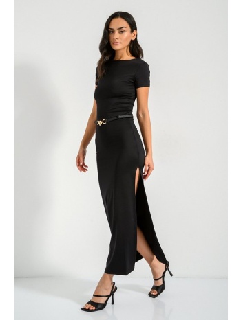 maxi λύκρα φόρεμα με άνοιγμα (black) σε προσφορά