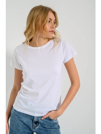 basic t-shirt με στρογγυλή λαιμόκοψη (white)