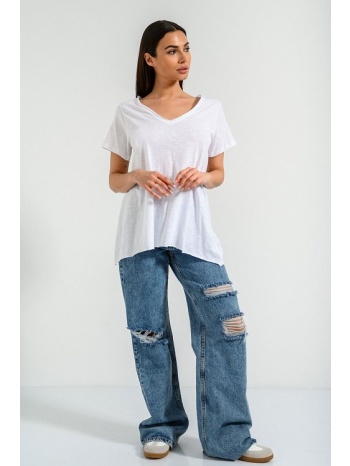 μπλούζα με ασύμμετρο τελείωμα (white) σε προσφορά